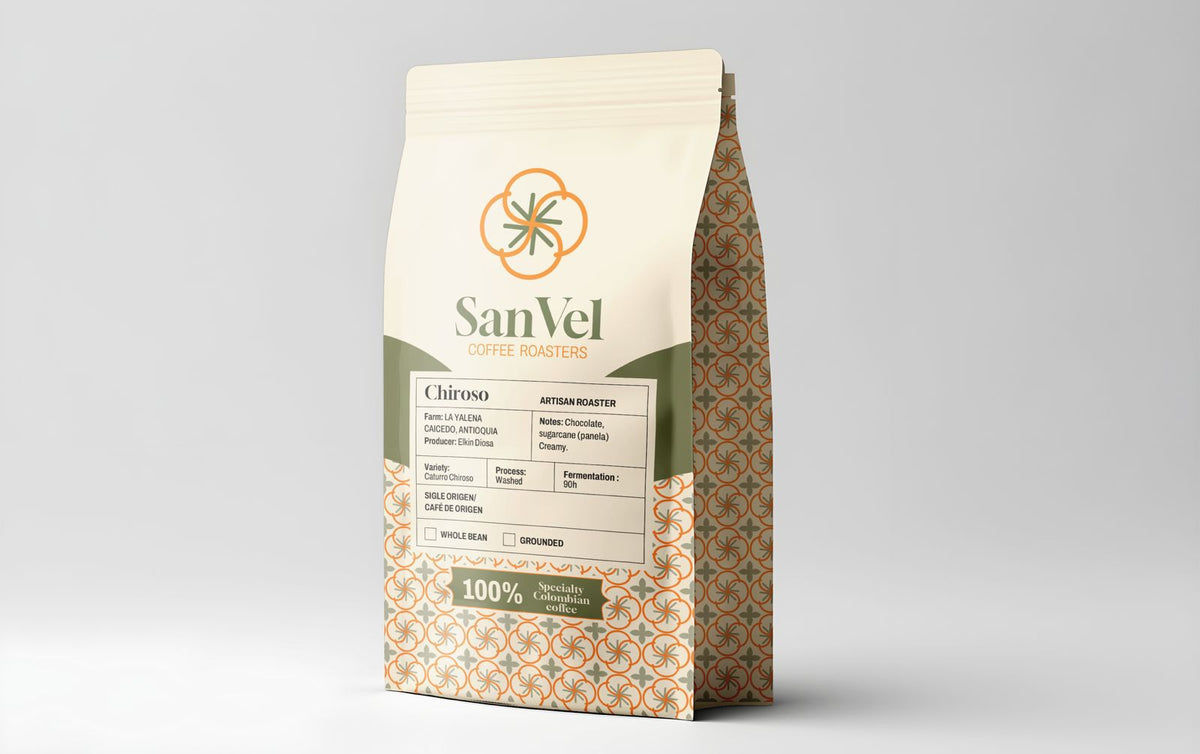 SanVel Washed and Natural Colombian coffee bag